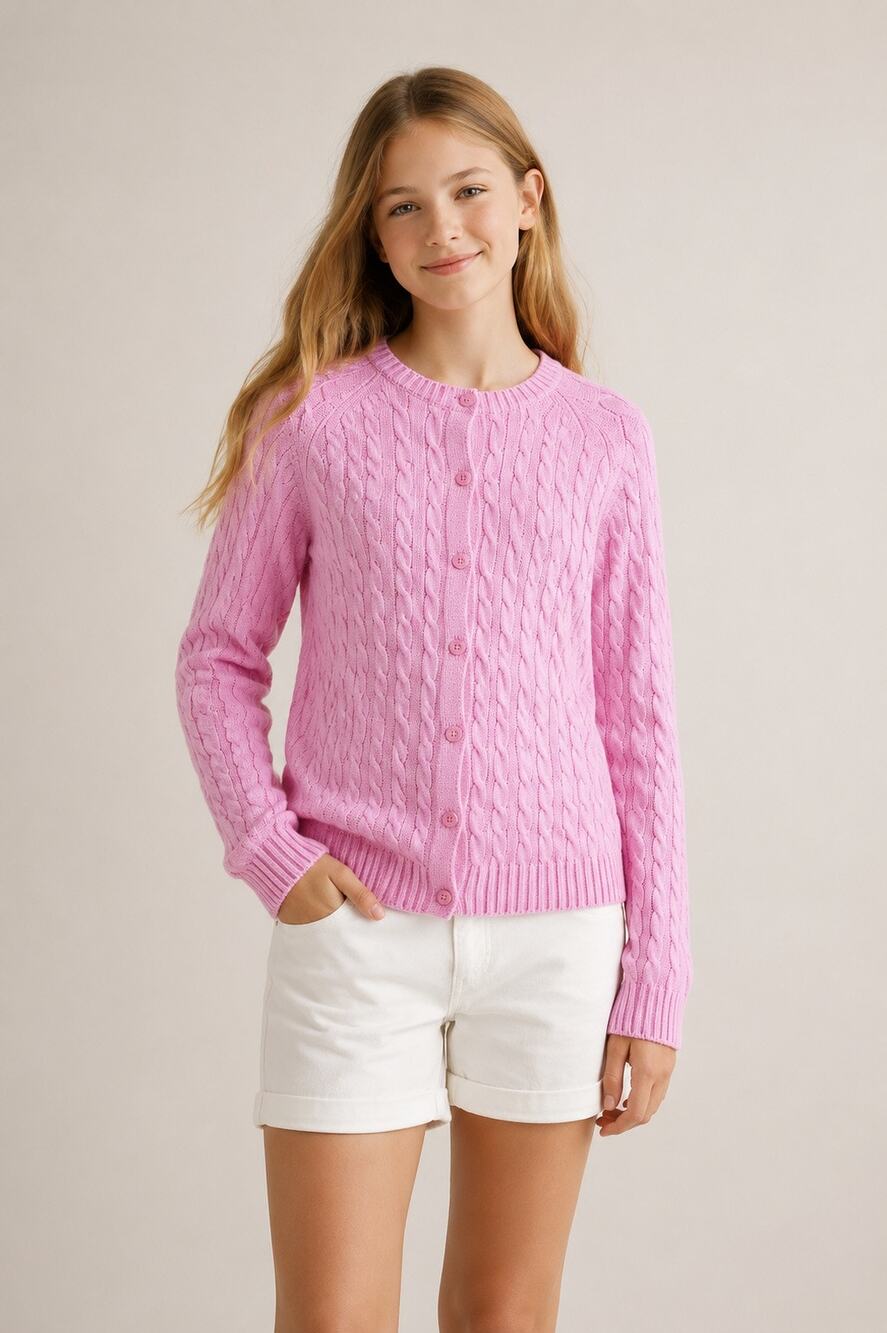 Lilly Pulitzer Pink Cable Knit Button Front Cardigan Sweater – Size 12